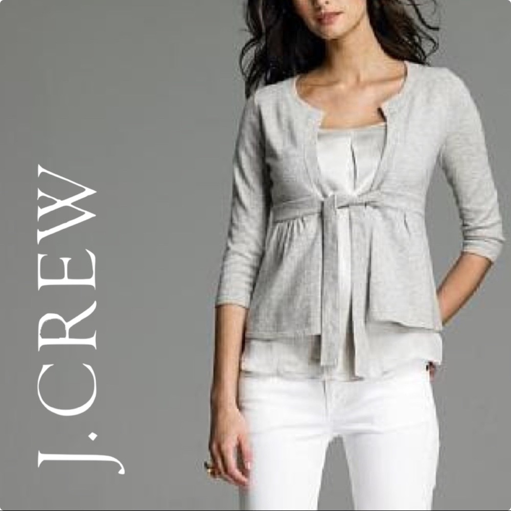 J.Crew ☕️ Gray-Wool & Cashmere-Tie Front-Cardigan Sz S